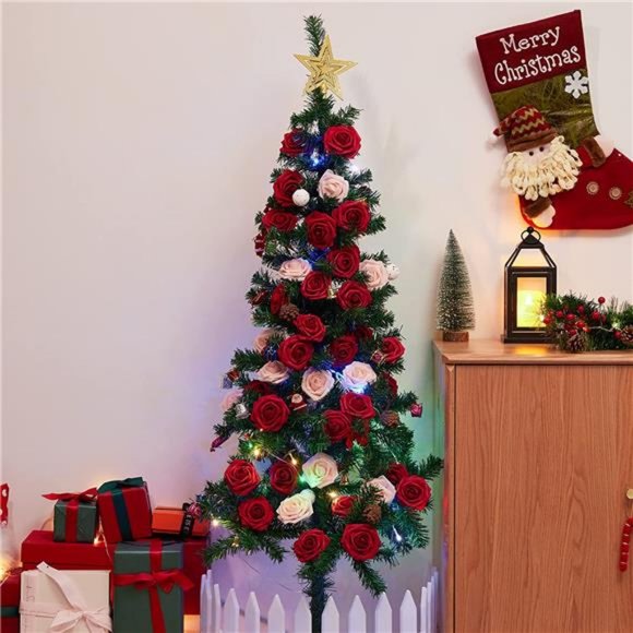 Artificial Flowers, 50 Pcs Faux Flowers Fake Flowers Dark Red Roses - Picture 2 of 7